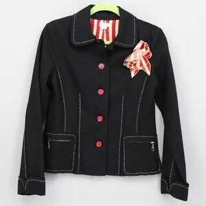 Anthropologie Black Blazer with Red Accents